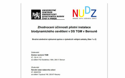 Zhodnocení účinnosti pilotní instalace biodynamického osvětlení v DS TGM v Berouně